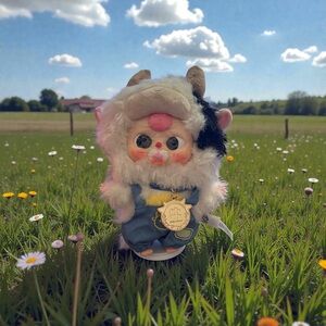 Baby three zodiac series - cow or ox with cute pacifier and gold colored zodiac.